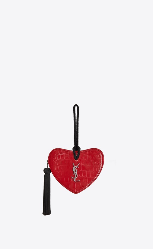 monogram cœur clutch in crocodile embossed patent leather